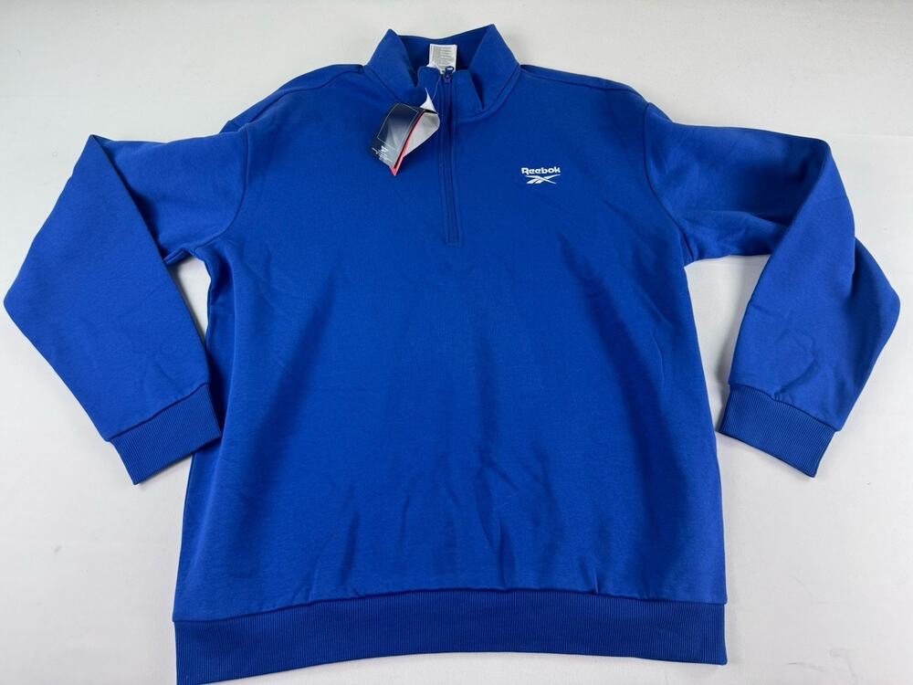 Reebok Quarter Zip Sweatshirt Men’s XL Blue Fleece Pullover NWT